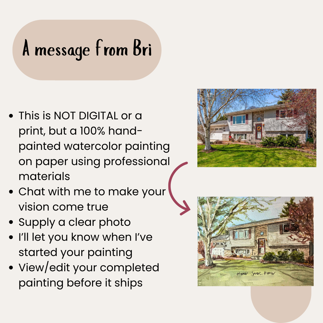 this page describes how to place an order, by supplying a clear photo and chatting with bri, and that she will send updates